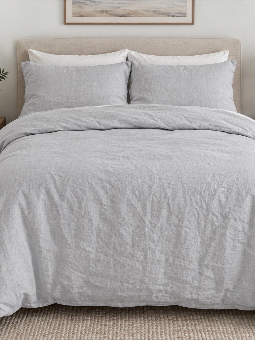 Pottery Barn 100% Linen Light Gray Full Queen Duvet Cover 92x88